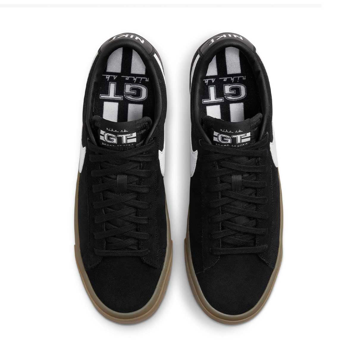 Nike SB Blazer Low Pro GT Shoes Black/White/Gum Top