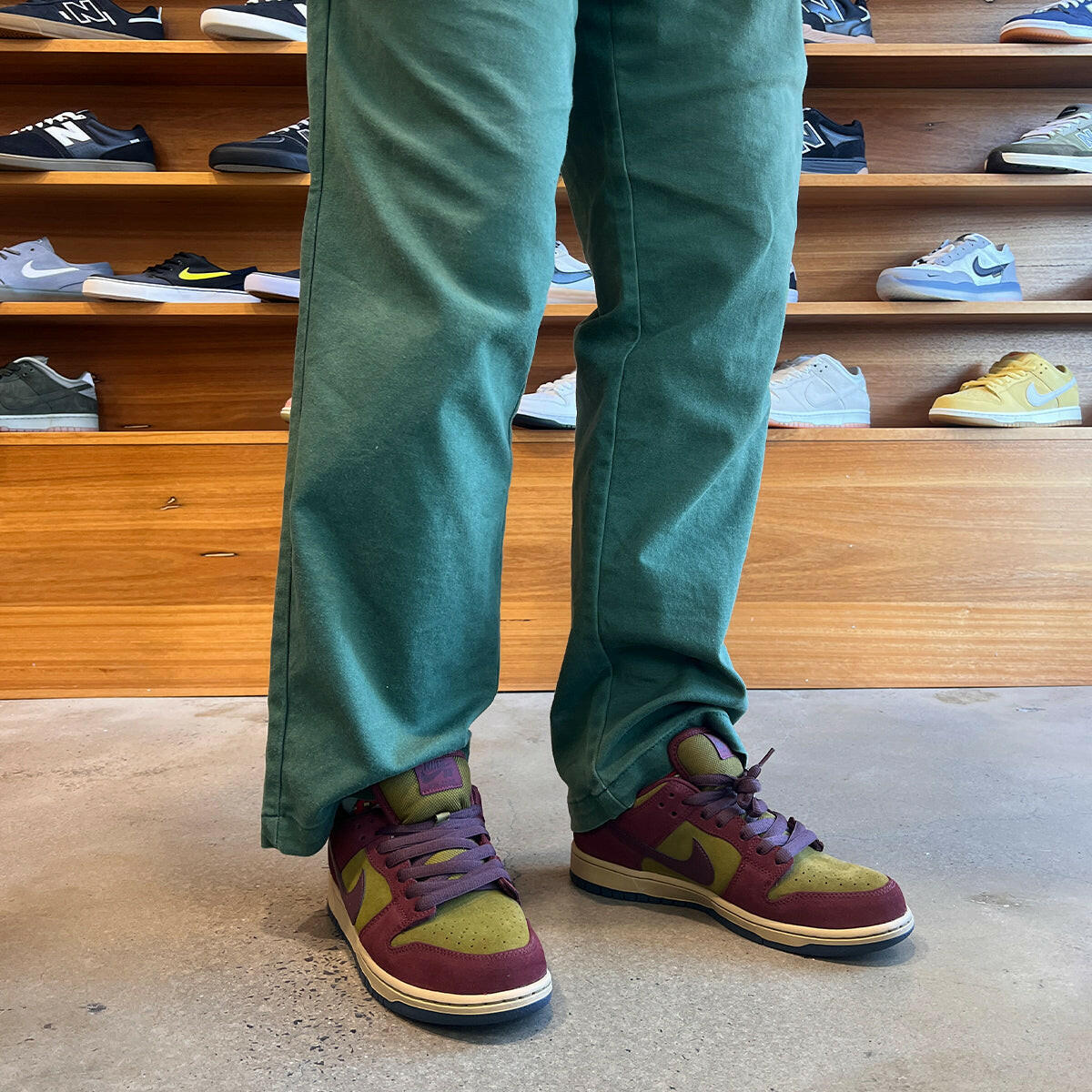 Nike SB Dunk Low Pro Shoes Dark Team Red Olive Flak