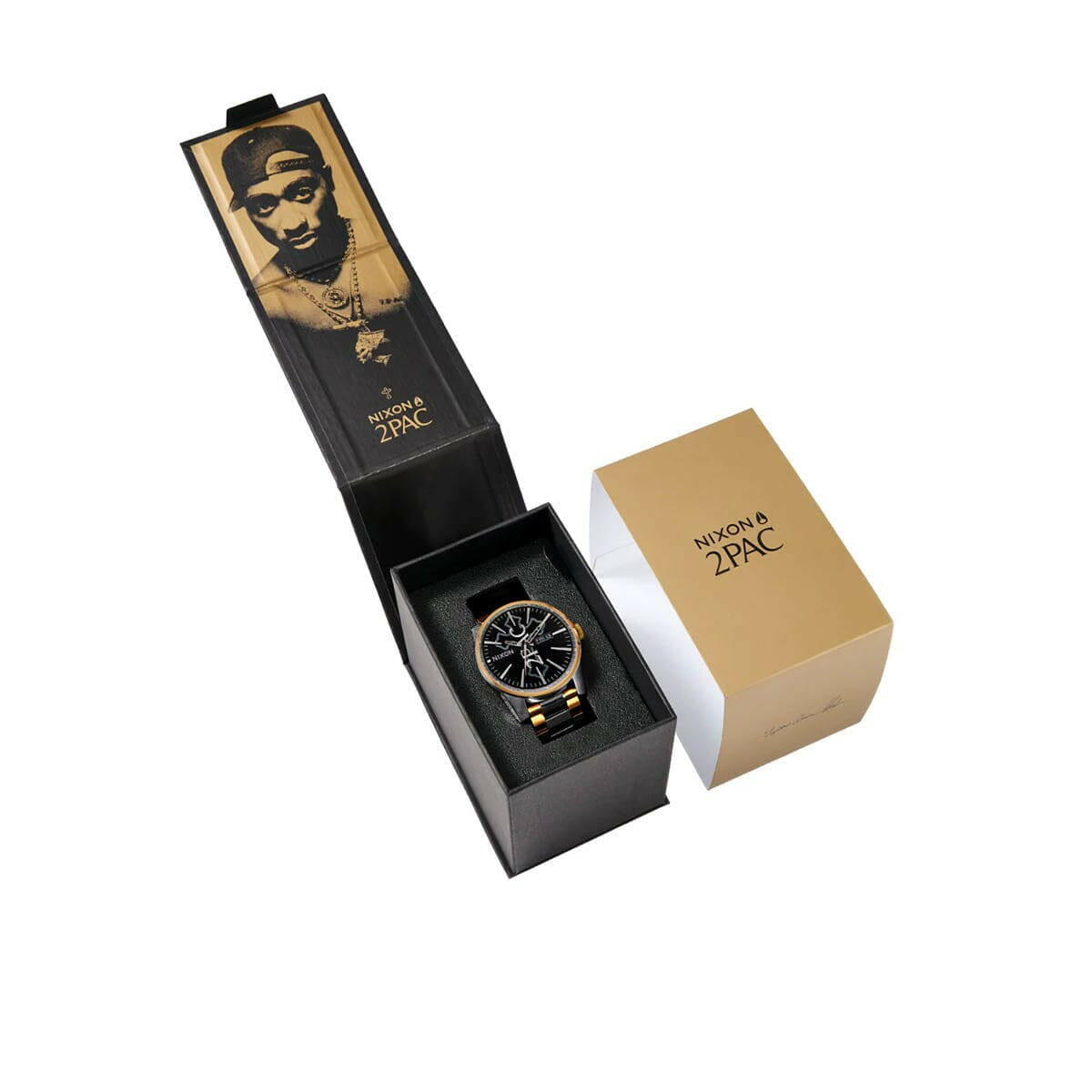 Nixon - 2PAC Sentry Stainless Steel Watch Gold/Silver/Black.