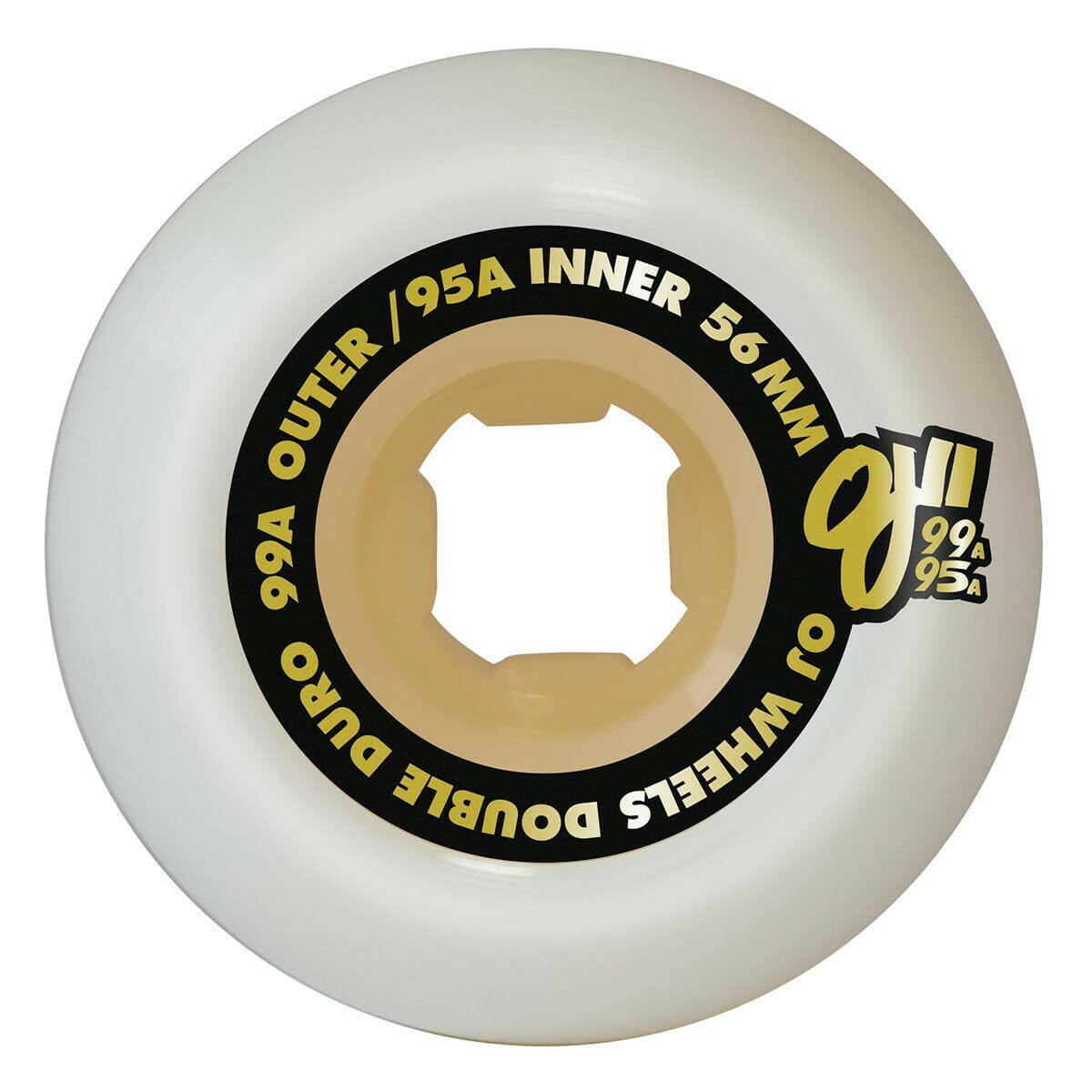 OJ - Double Duro White Gum Chubbies 56MM 99A/95A Skateboard Wheels.