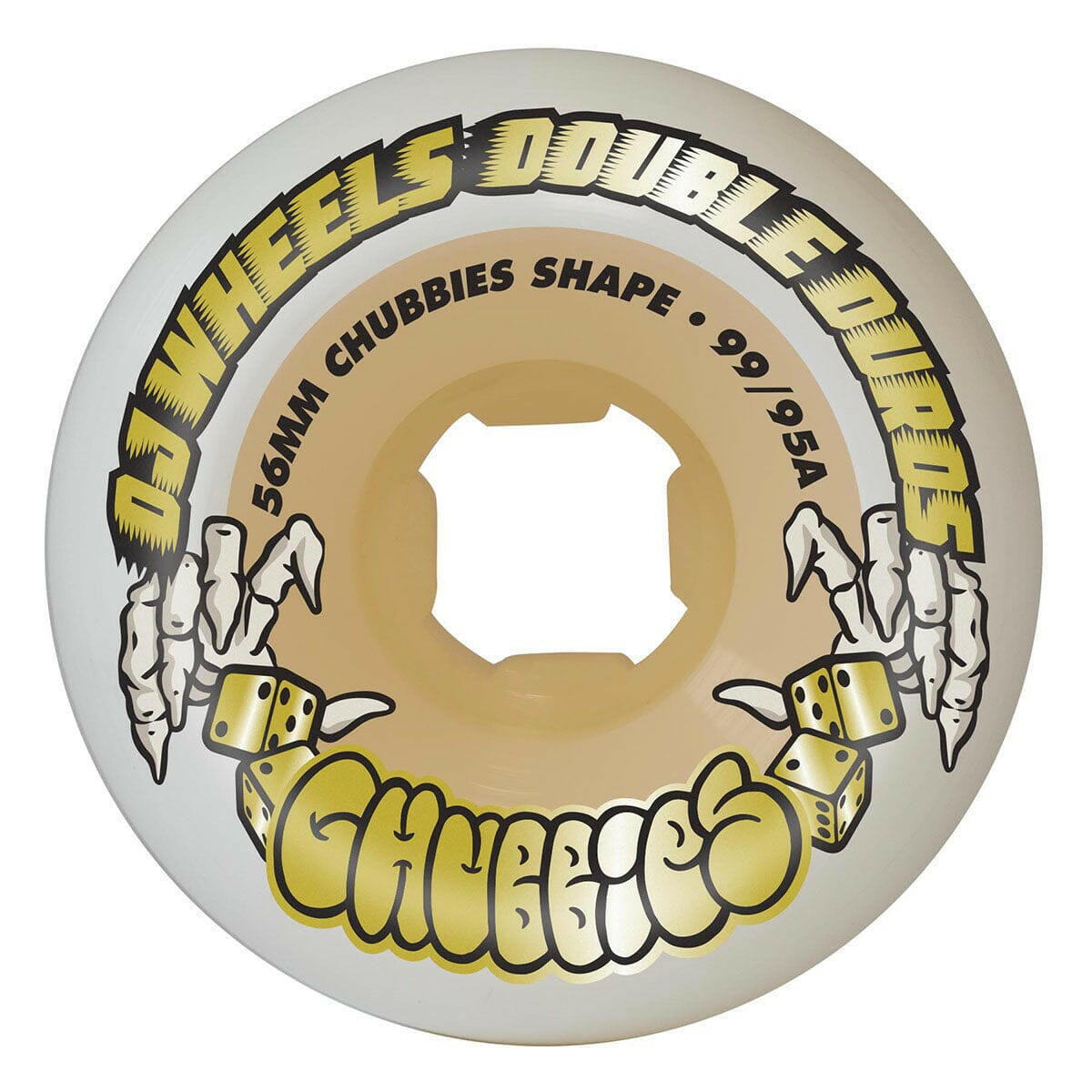 OJ - Double Duro White Gum Chubbies 56MM 99A/95A Skateboard Wheels.
