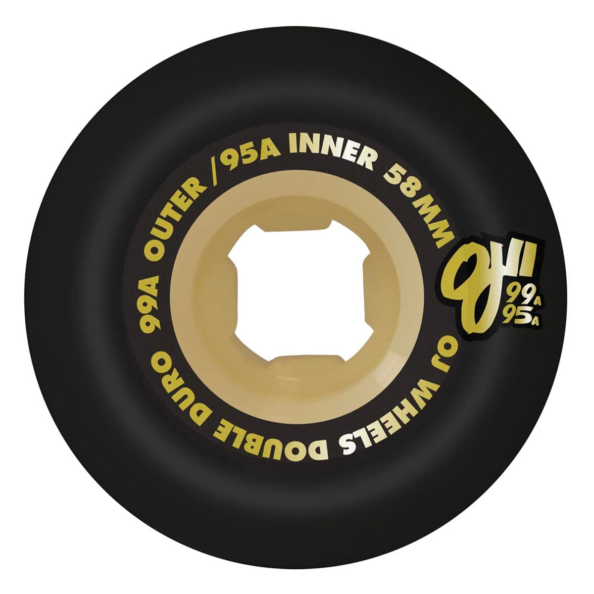 OJ Double Duro Black/Gum Hardline 58MM 99A/95A Skateboard Wheels