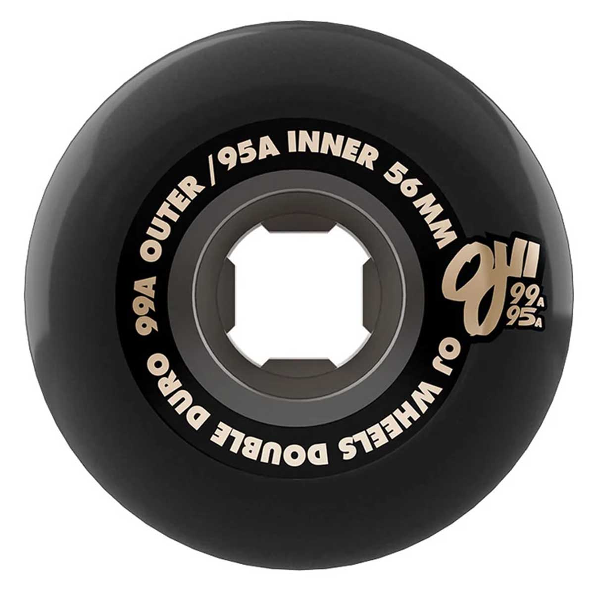 OJ Double Duro Black Transparent Chubbies 56MM 99A/95A Skateboard Wheels Side