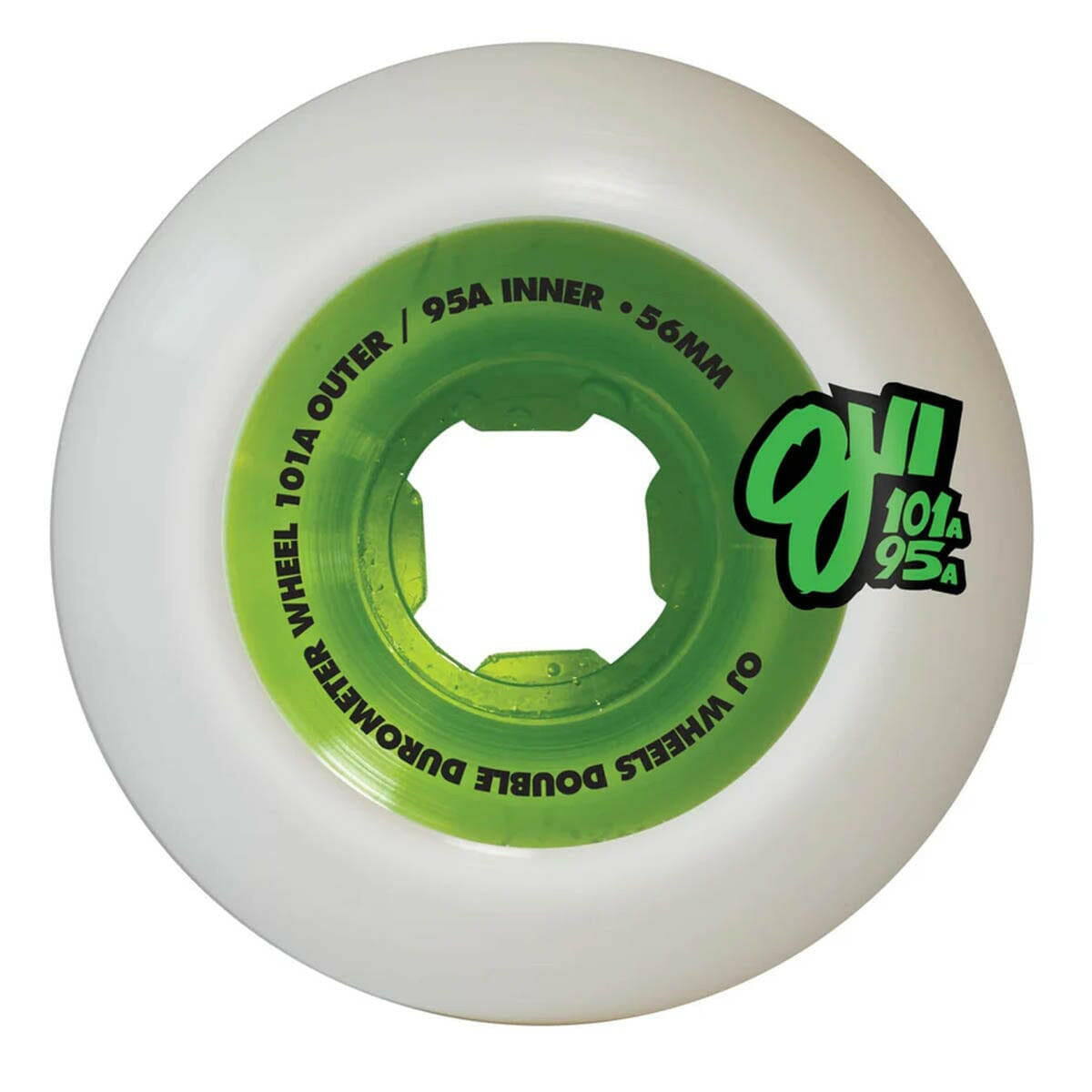 OJ - Double Duro White Green Mini Combo 56MM 101A/95A Skateboard Wheels.