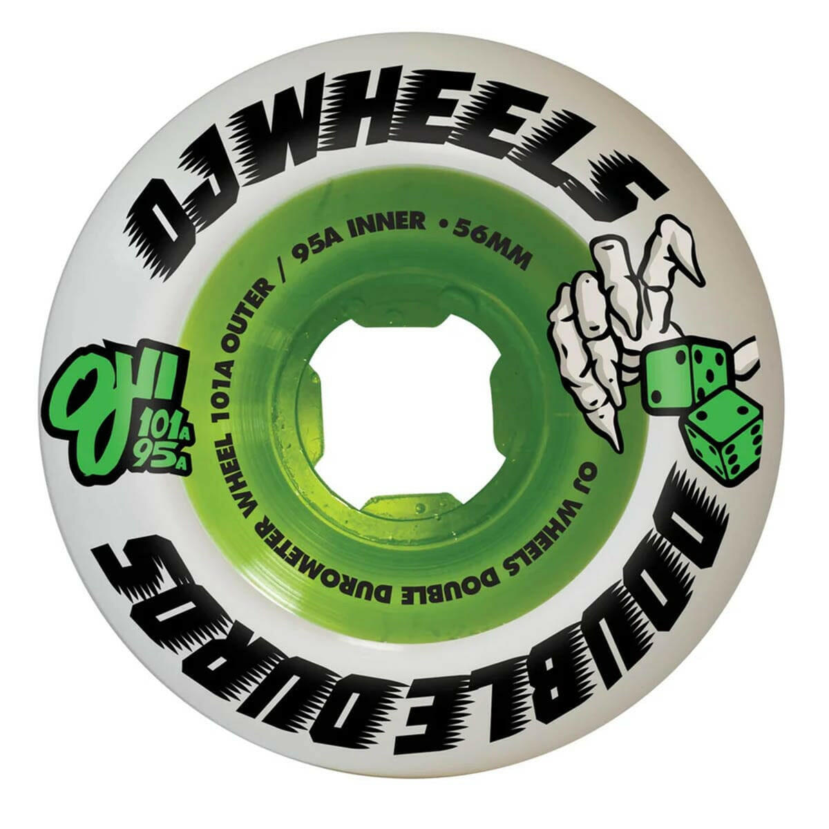 OJ - Double Duro White Green Mini Combo 56MM 101A/95A Skateboard Wheels.