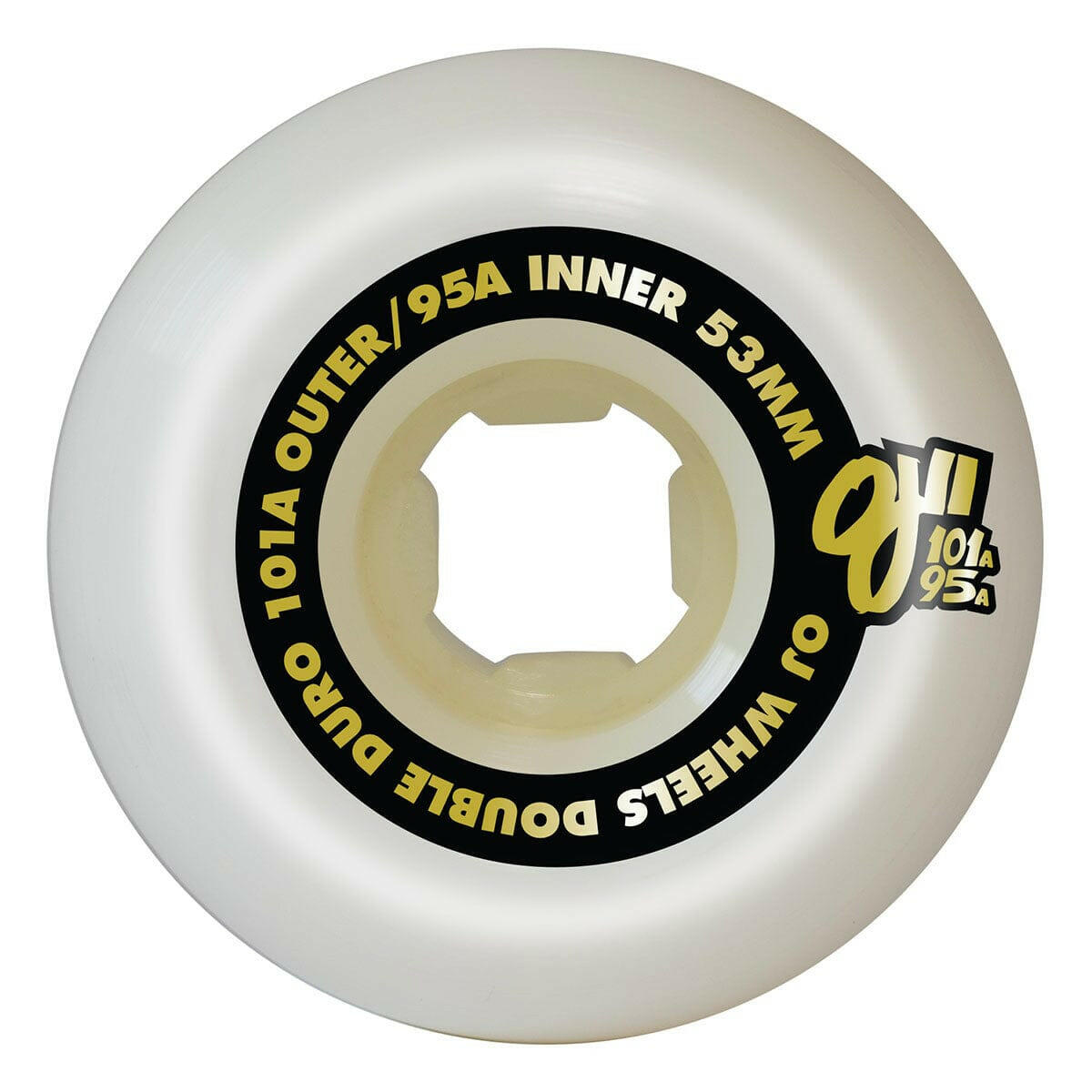 OJ - Double Duro White Gum Mini Combo 53MM 101A/95A Skateboard Wheels.