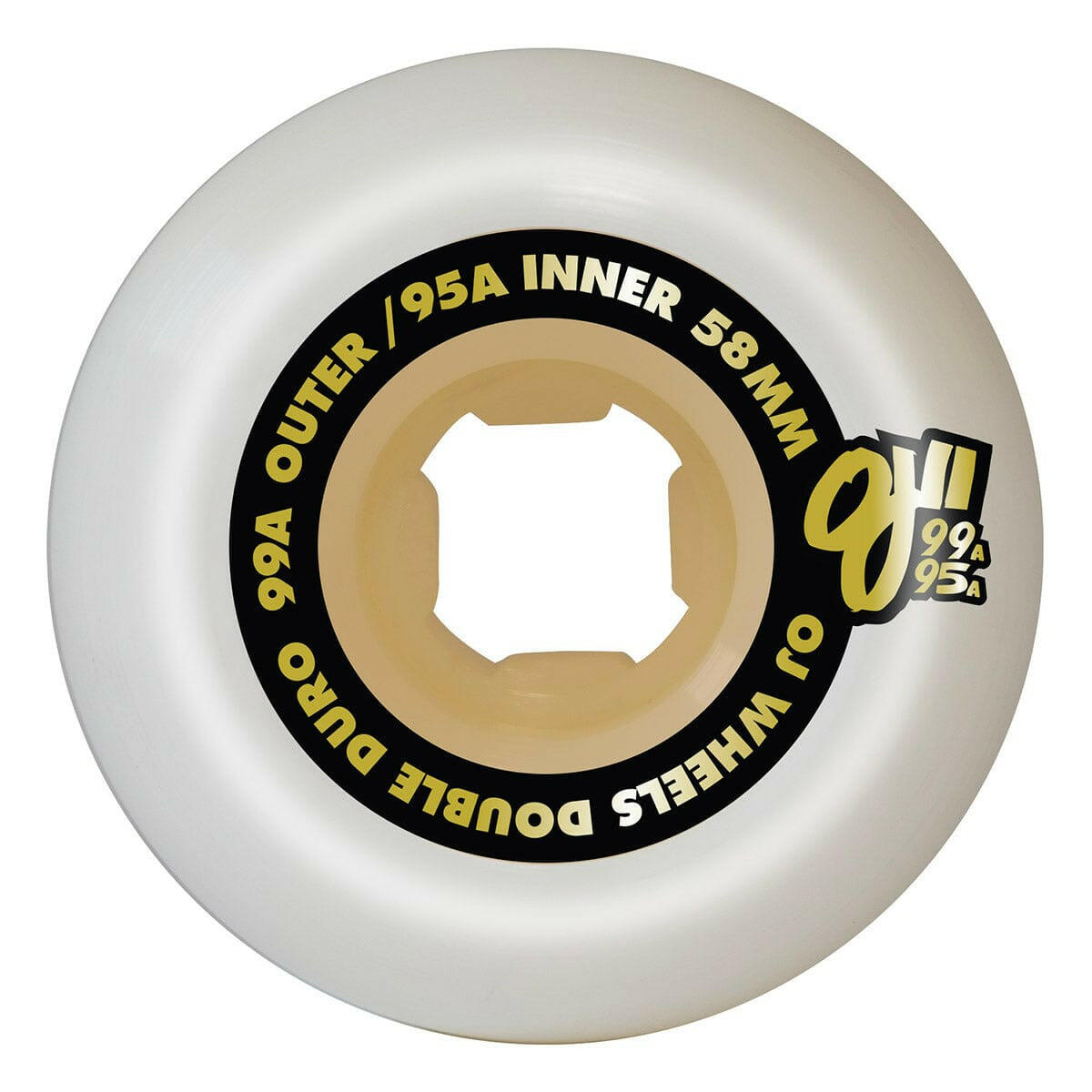OJ - Double Duro White Gum Mini Combo 58MM 99A/95A Skateboard Wheels.