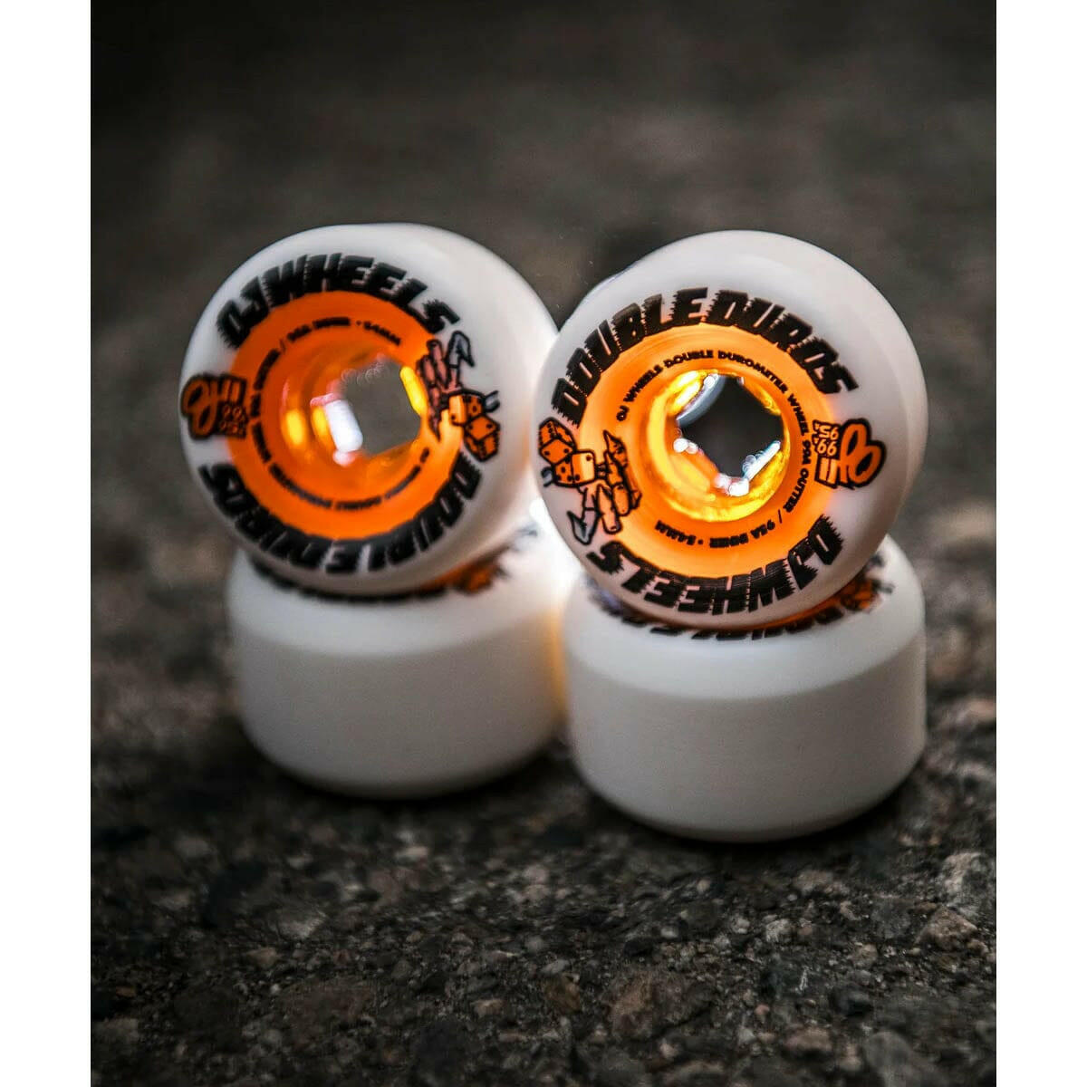 OJ - Double Duro White Orange Mini Combo 54MM 99A/95A Skateboard Wheels.