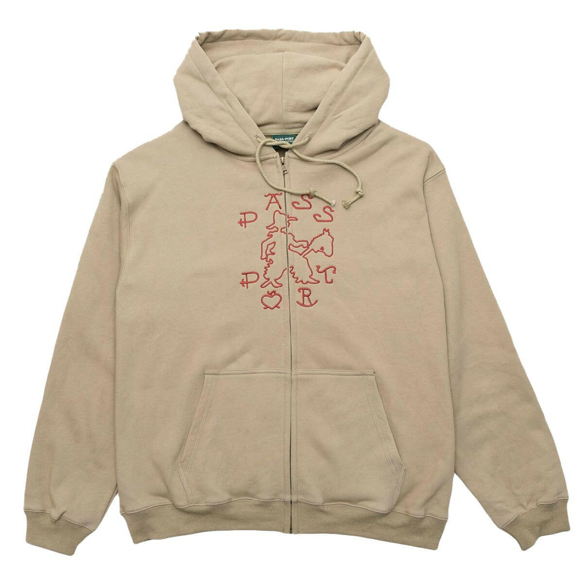 Pass~Port - Cowpoke Organic Fleece Zip Hoodie Khaki.
