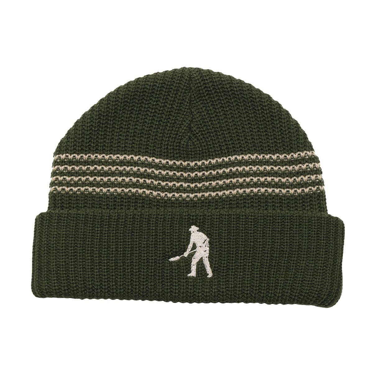 Pass~Port - Digger Stripe Knit Beanie Olive/Cream.