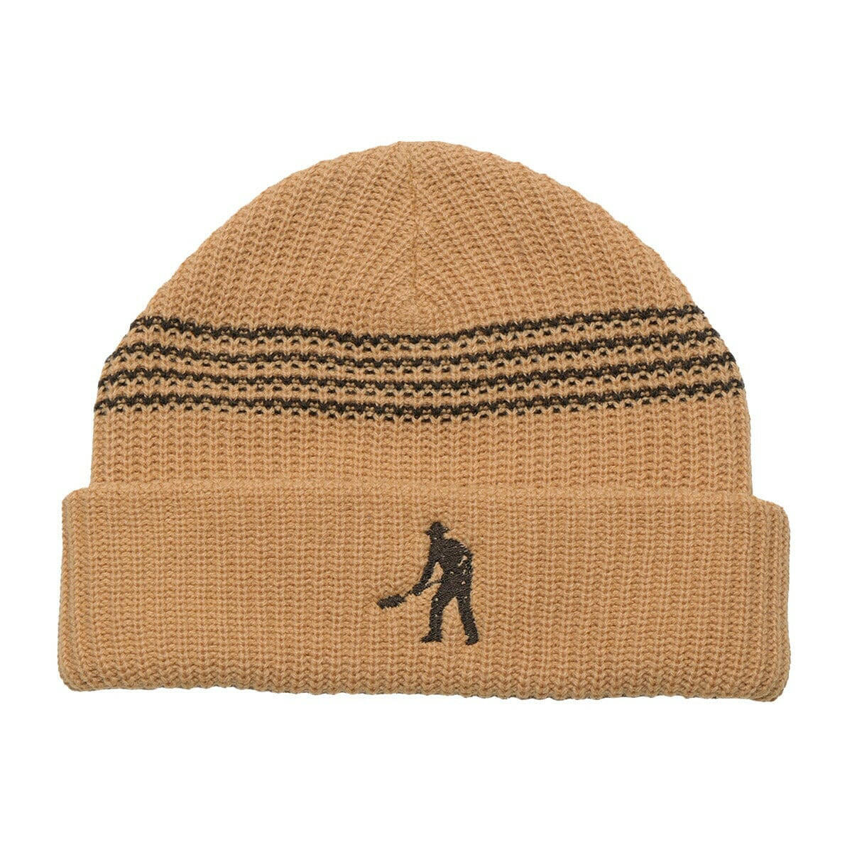 Pass~Port - Digger Stripe Knit Beanie Sand/Chocolate.