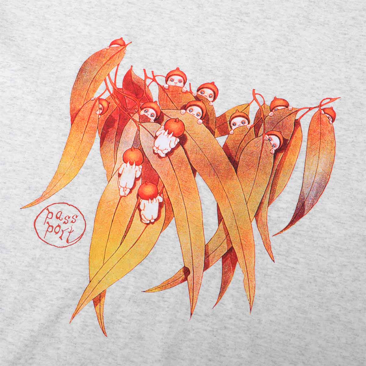 Pass~Port May Gibbs Gum Leaf Tee Ash Detail