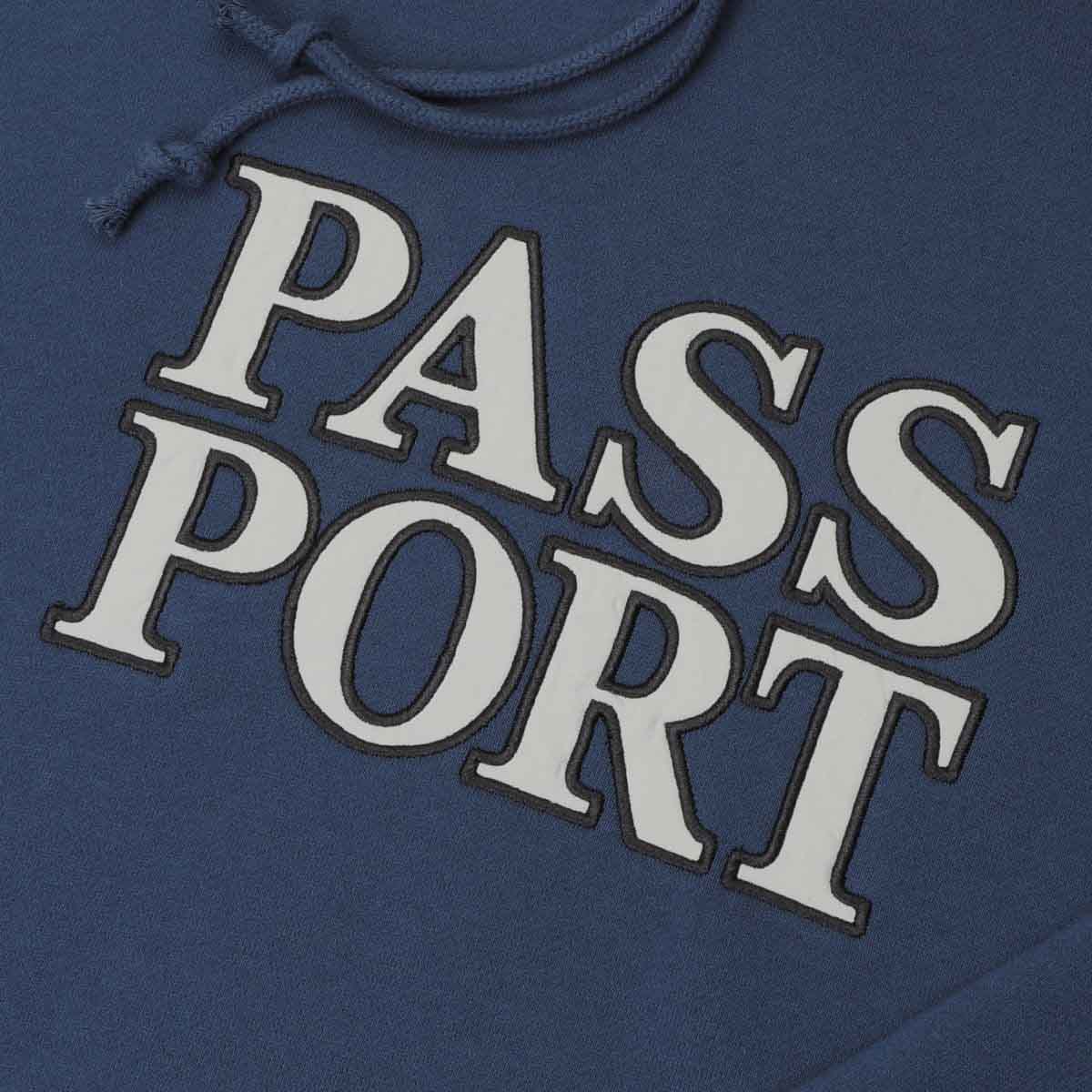 Pass~Port Official Stacked Applique Hoodie Navy Detail