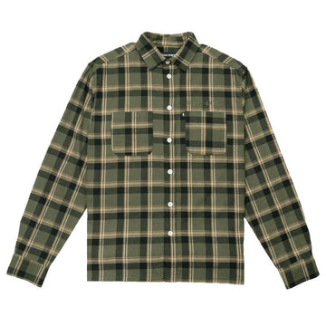 Pass~Port - Stem Logo Workers Check Shirt Moss.