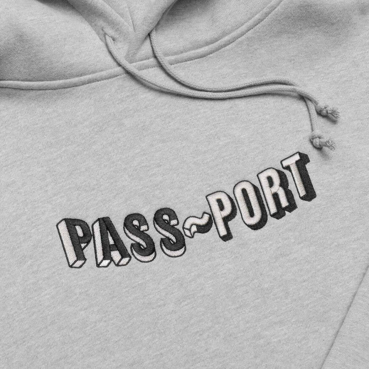 Pass~Port - Sunken Logo Embroidery Hoodie Ash.