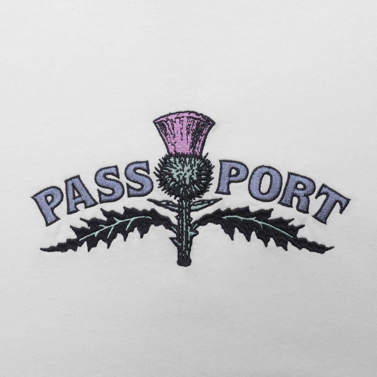 Pass~Port Thistle Embroidery Tee White Detail