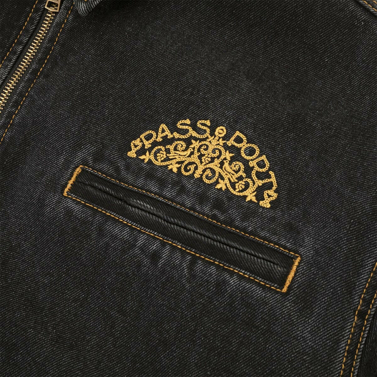 Pass~Port - Vineyard Birds Denim Delivery Jacket Washed Black.