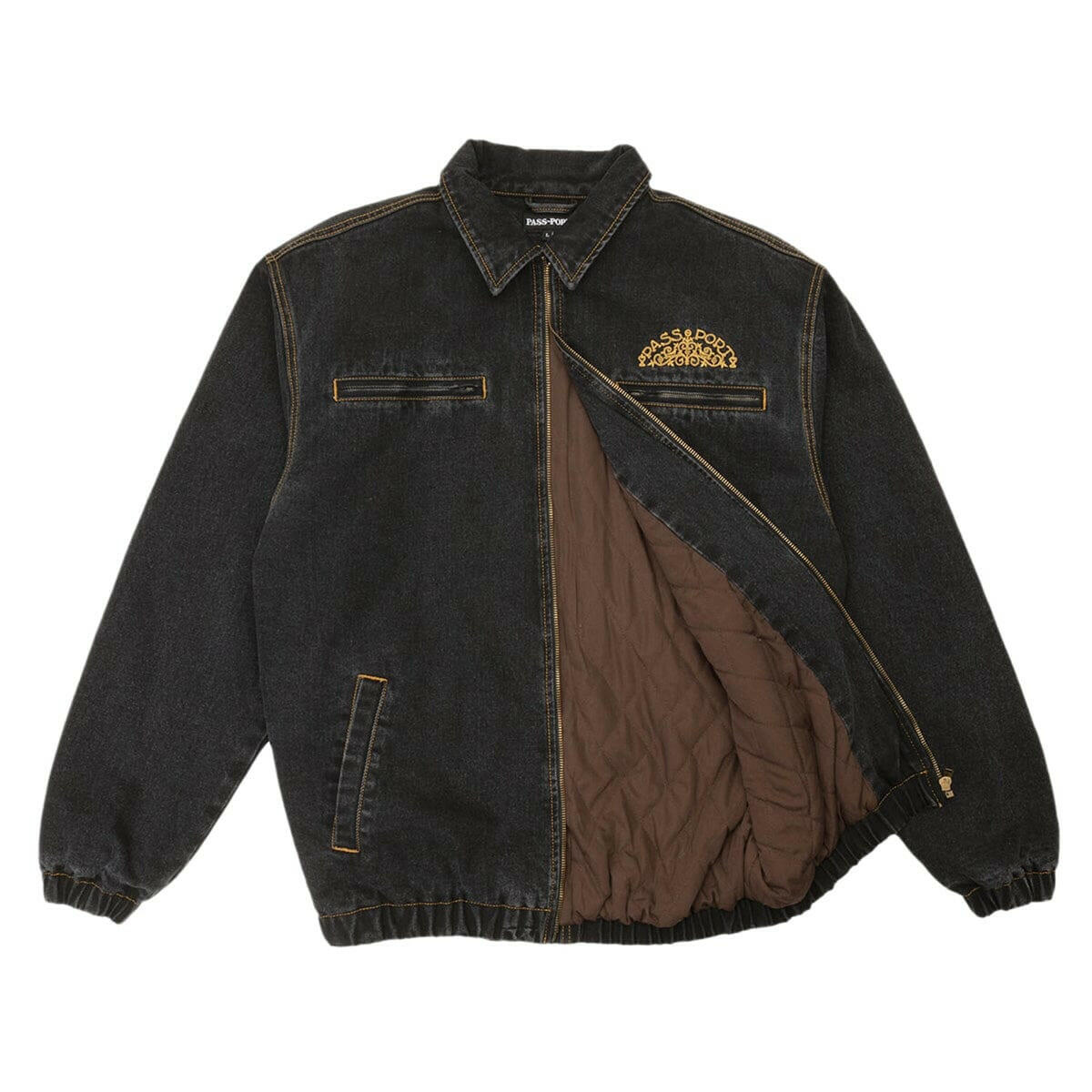 Pass~Port - Vineyard Birds Denim Delivery Jacket Washed Black.