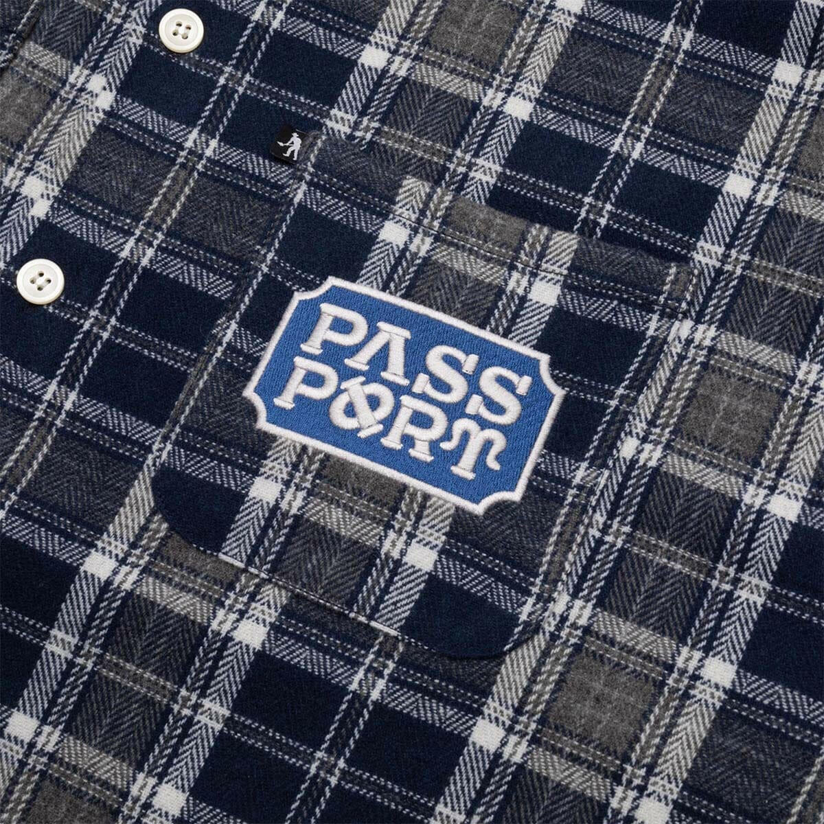 Pass~Port - Yearbook Logo Workers Flannel Navy.