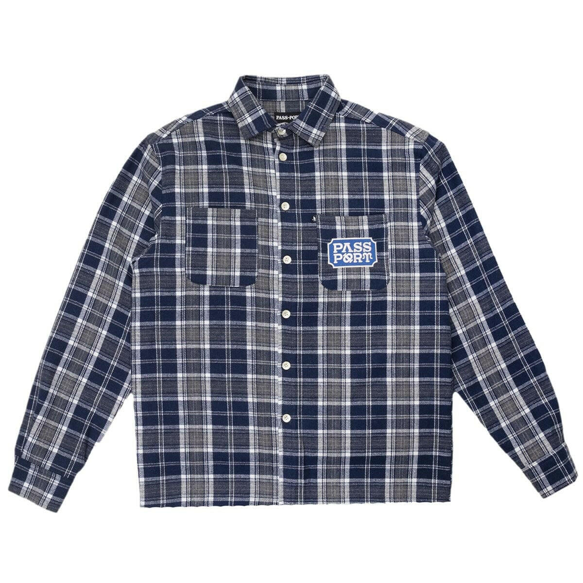 Pass~Port - Yearbook Logo Workers Flannel Navy.