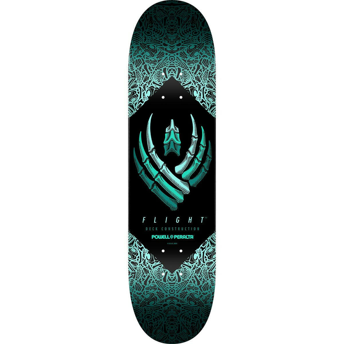 Powell Peralta - Bones Teal Flight 248 8.25 Skateboard Deck.