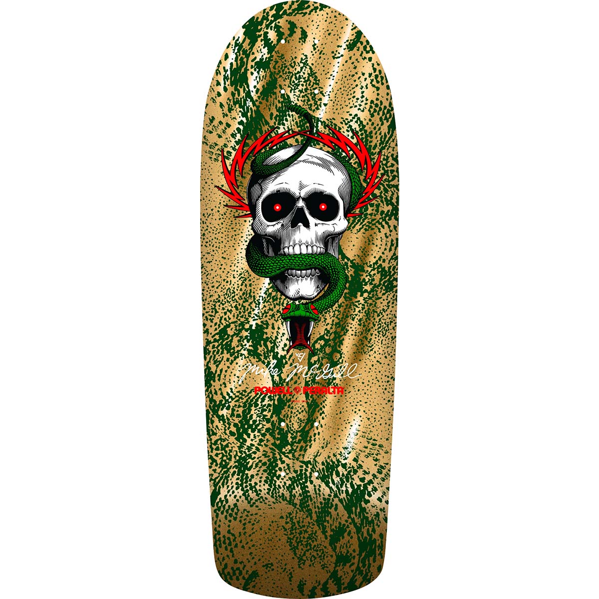 Powell Peralta Mike McGill Skull & Snake Green/Gold Foil 10.0 Reissue Skateboard Deck