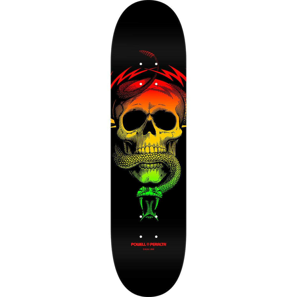 Powell Peralta - Mike McGill Skull & Snake Rasta Fade 247 8.0 Skateboard Deck.