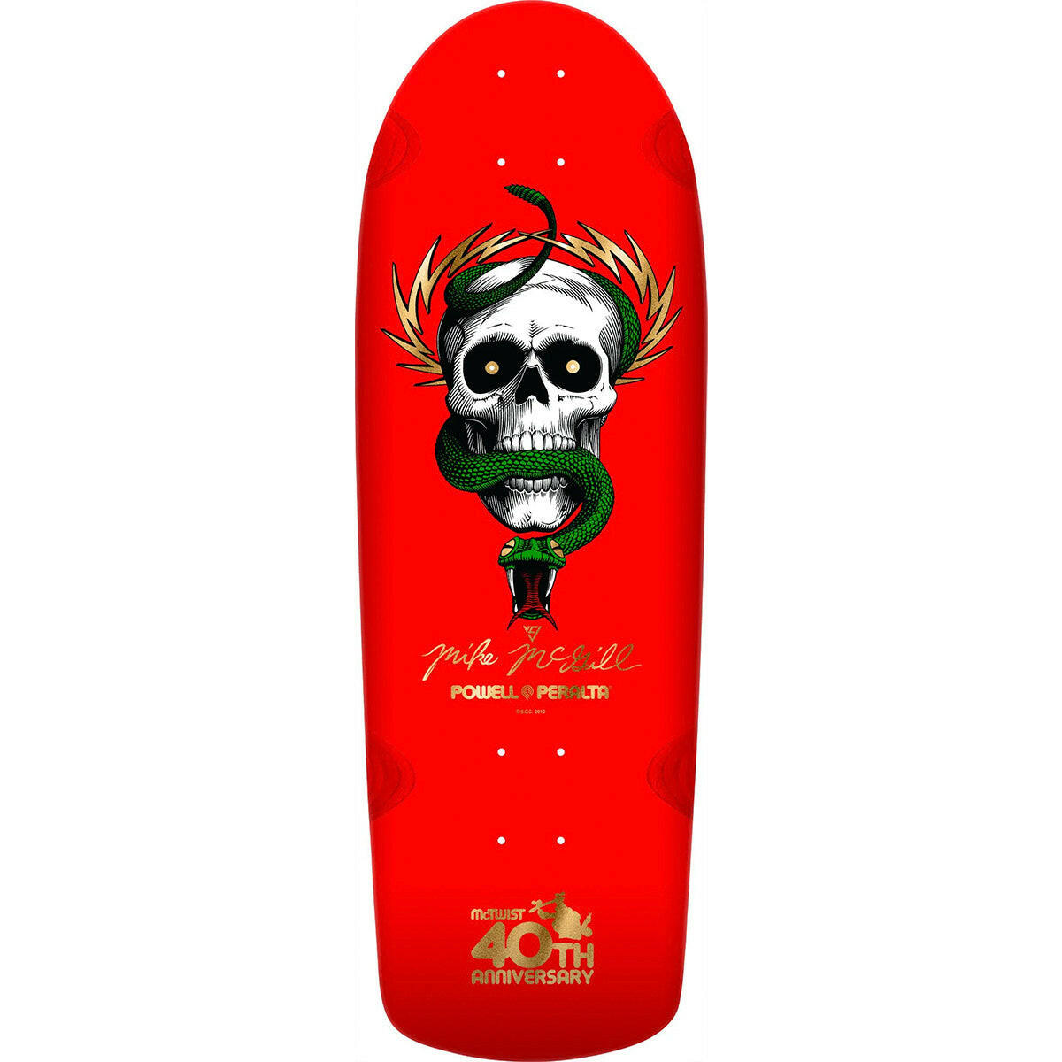 Powell Peralta - Mike McGill McTwist 40th Ann. Red 10.0 Reissue Skateboard Deck.