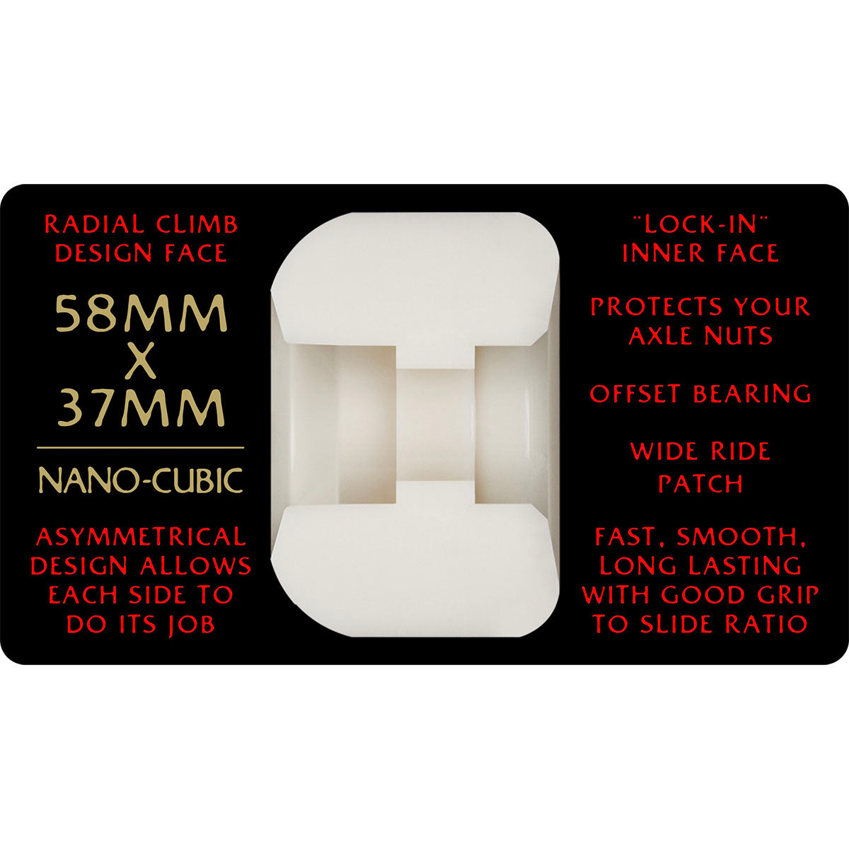 Powell Peralta Nano-Cubic Asymmetrical 58MM X 37MM 93A Skateboard Wheels Info