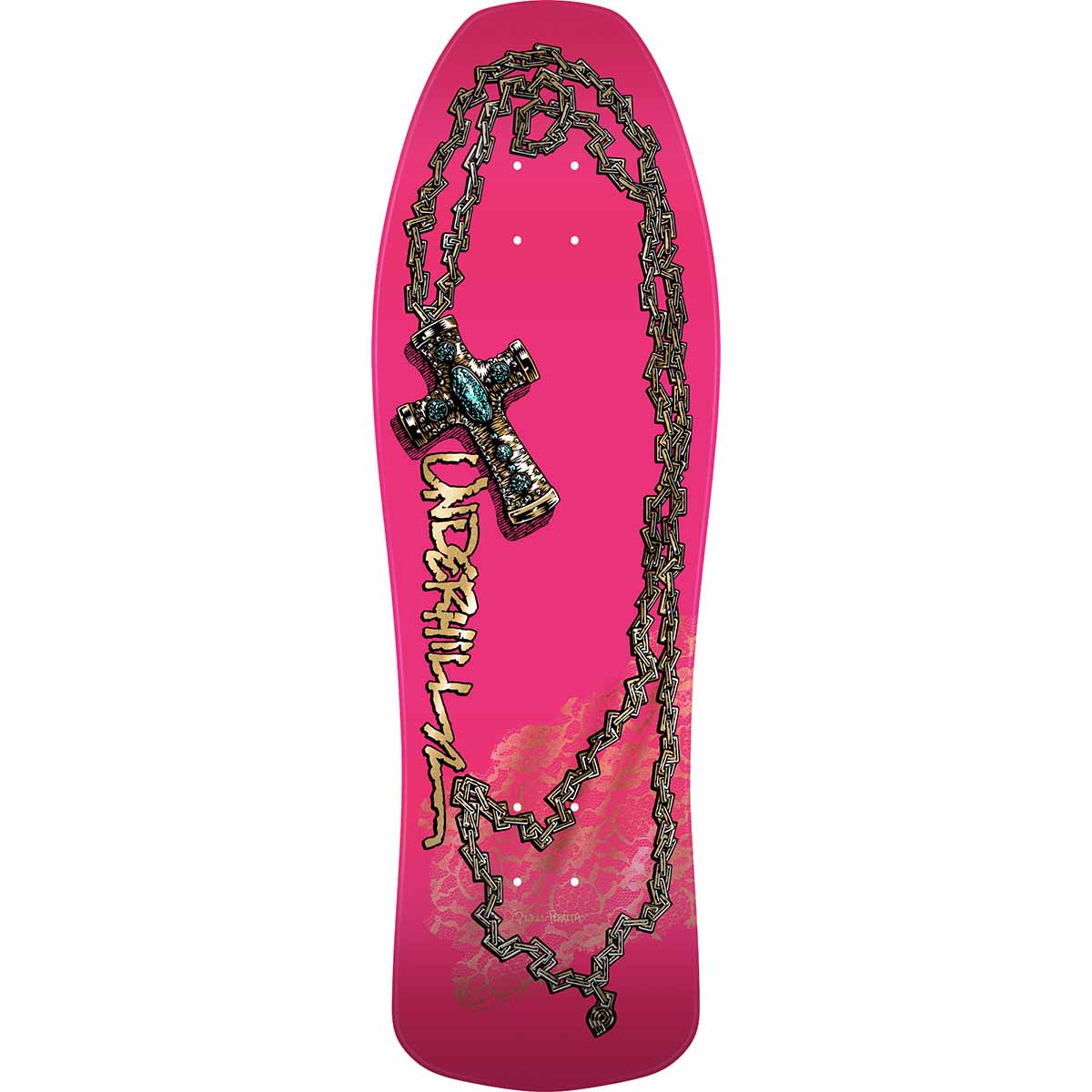 Powell Peralta Ray Underhill Cross Pink/Gold Foil 9.9 Reissue Skateboard Deck