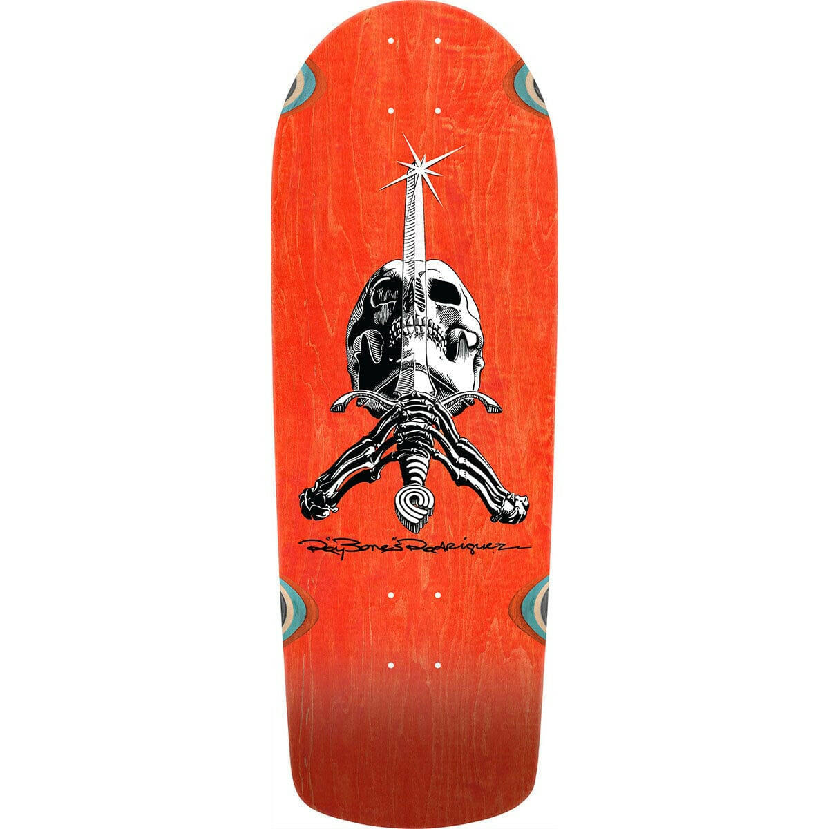 Powell Peralta - Rodriguez Skull & Sword OG Snub Orange 10.0 Reissue Skateboard Deck.