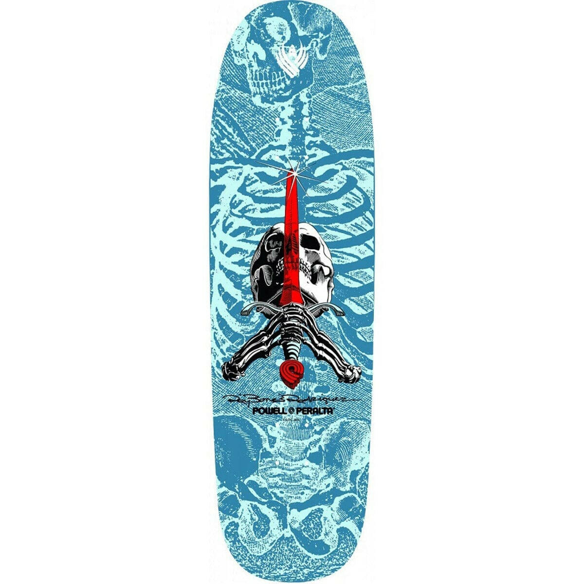 Powell Peralta - Ray Rodriguez Skull & Sword Flight Blue 9.265 Skateboard Deck.
