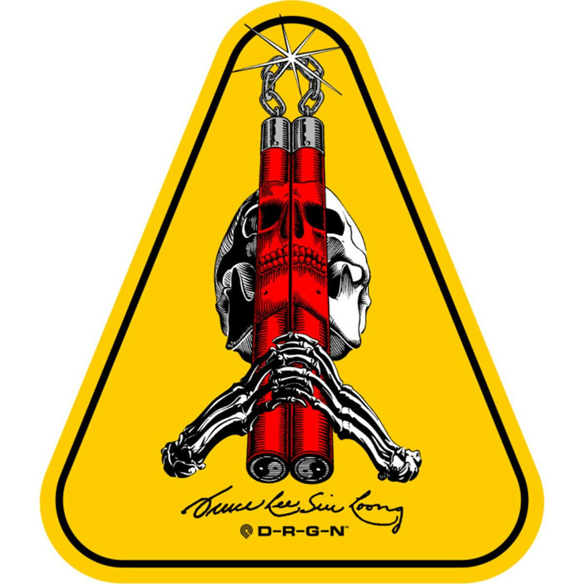 Powell Peralta - Skull & Nunchucks Bruce Lee Collab 4" Sticker.