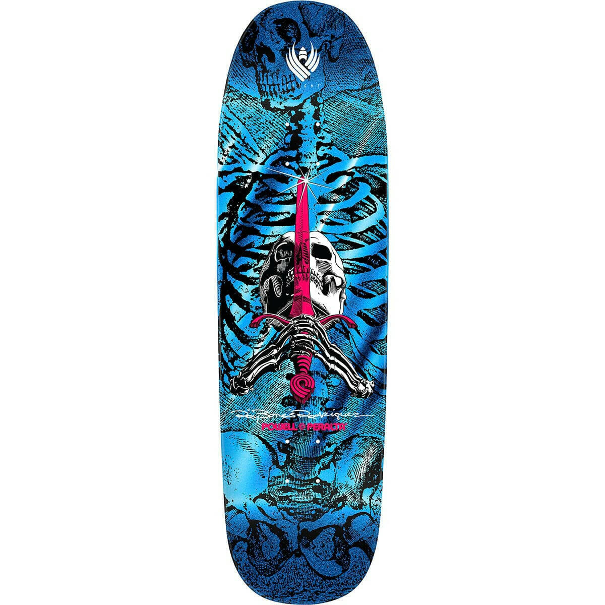 Powell Peralta - Ray Rodriguez Skull & Sword Flight Blue Foil 9.265 Skateboard Deck.
