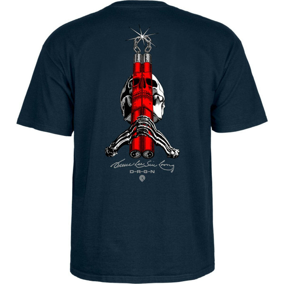 Powell Peralta - Skull & Nunchucks Bruce Lee Collab Tee Navy.