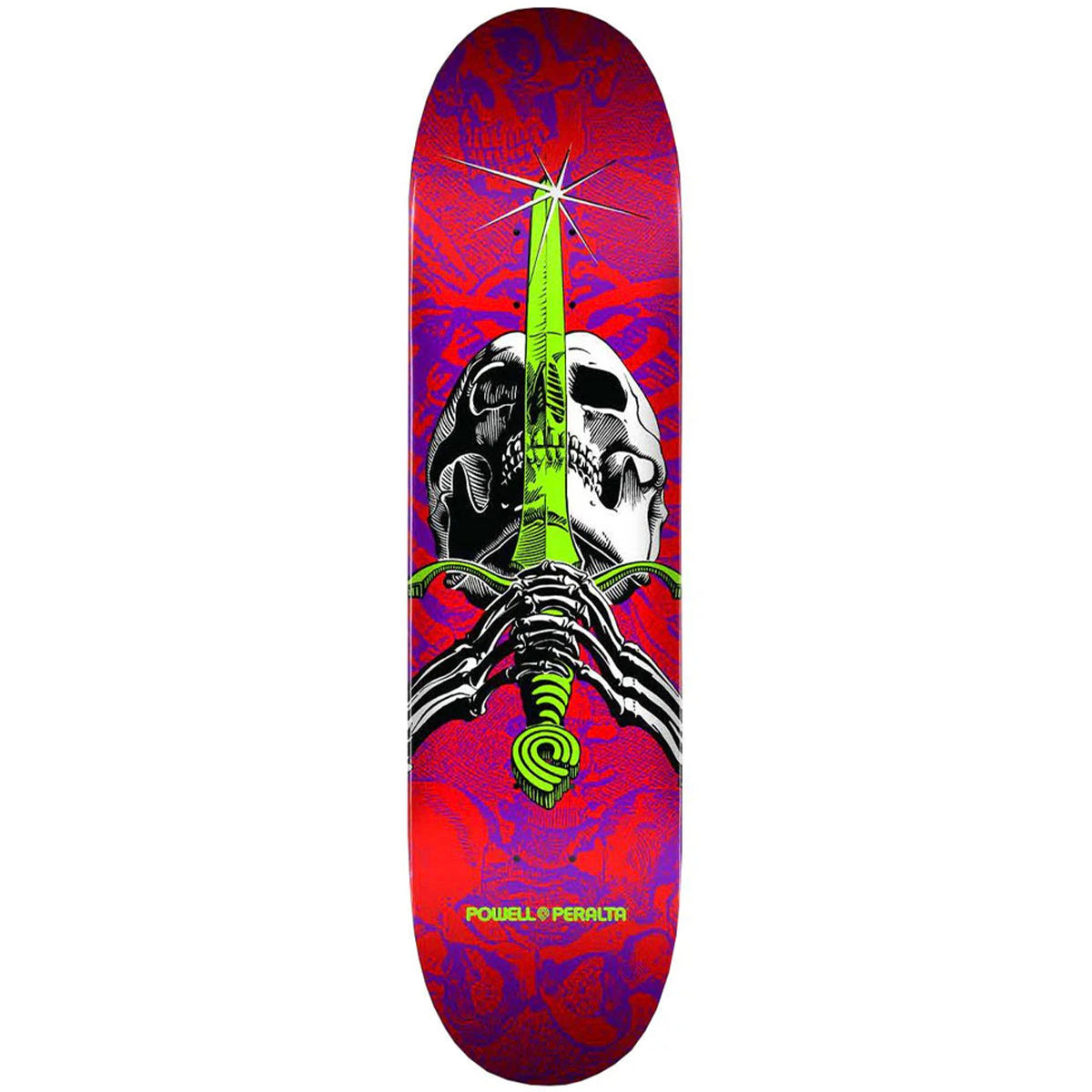 Powell Peralta - Skull & Sword Red/Purple 8.0 Skateboard Deck.