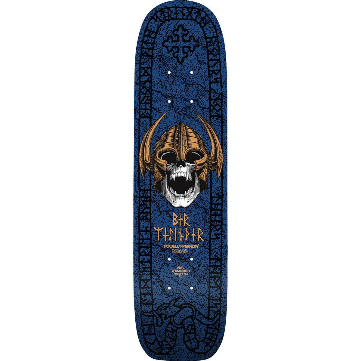 Powell Peralta - Per Welinder Nordic Skull Freestyle Blue 7.25 Reissue Skateboard Deck.