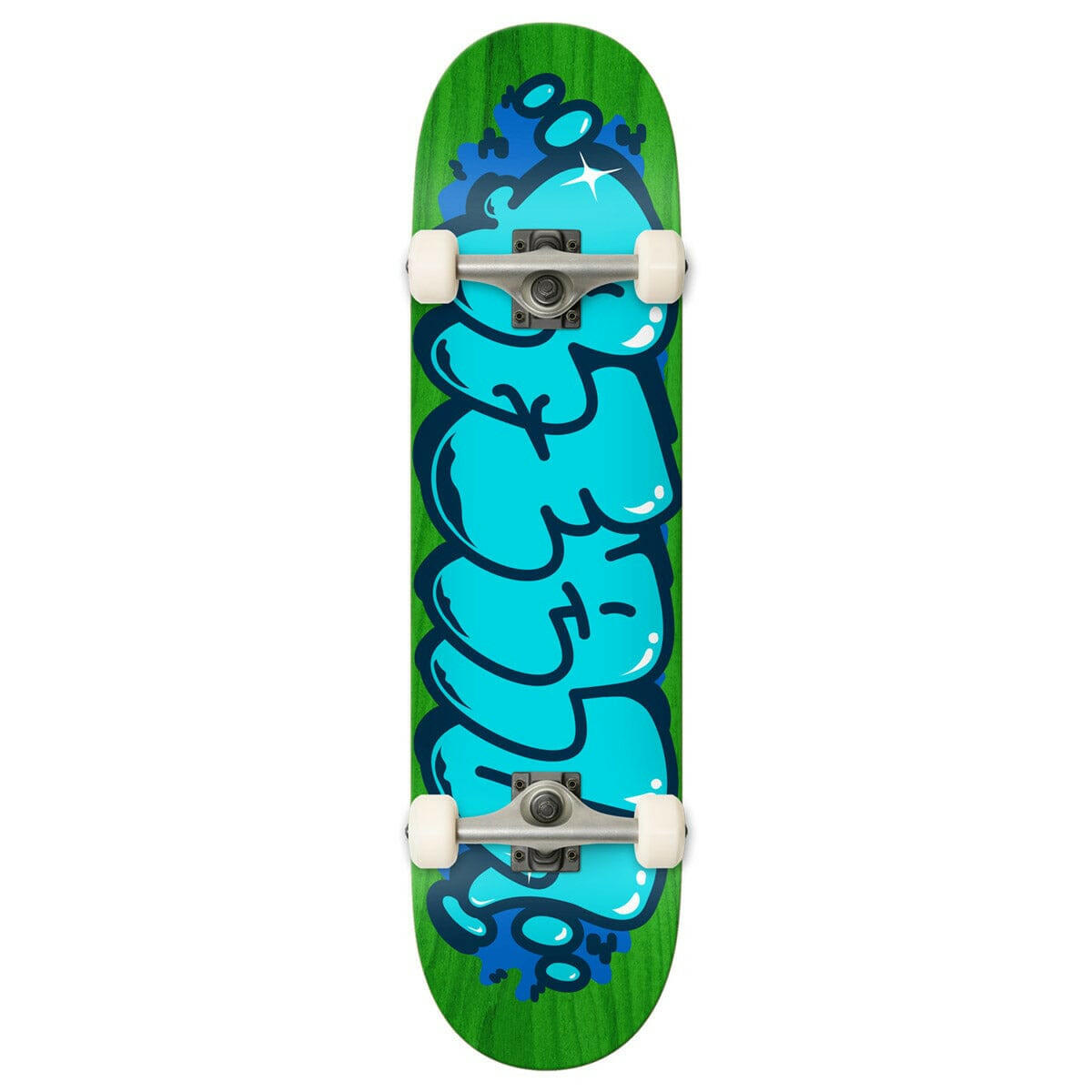 Real - Bubble Letters Green 8.0 Complete Skateboard.