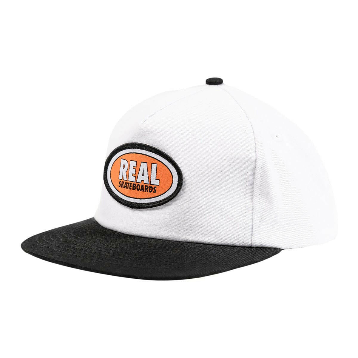 Real - Oval Snapback White/Black/Red.