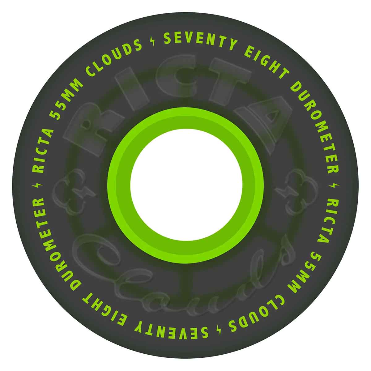 Ricta Clouds Transparent Black/Green 55MM 78A Skateboard Wheels