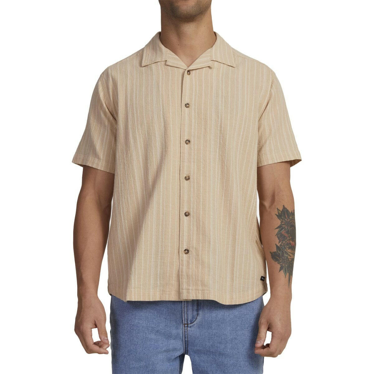 RVCA - Beat Stripe Shirt Stone.