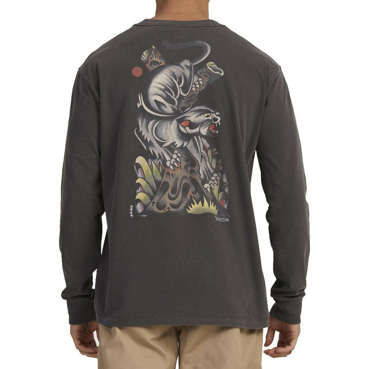 RVCA - Krak Panther L/S Tee Washed Black.