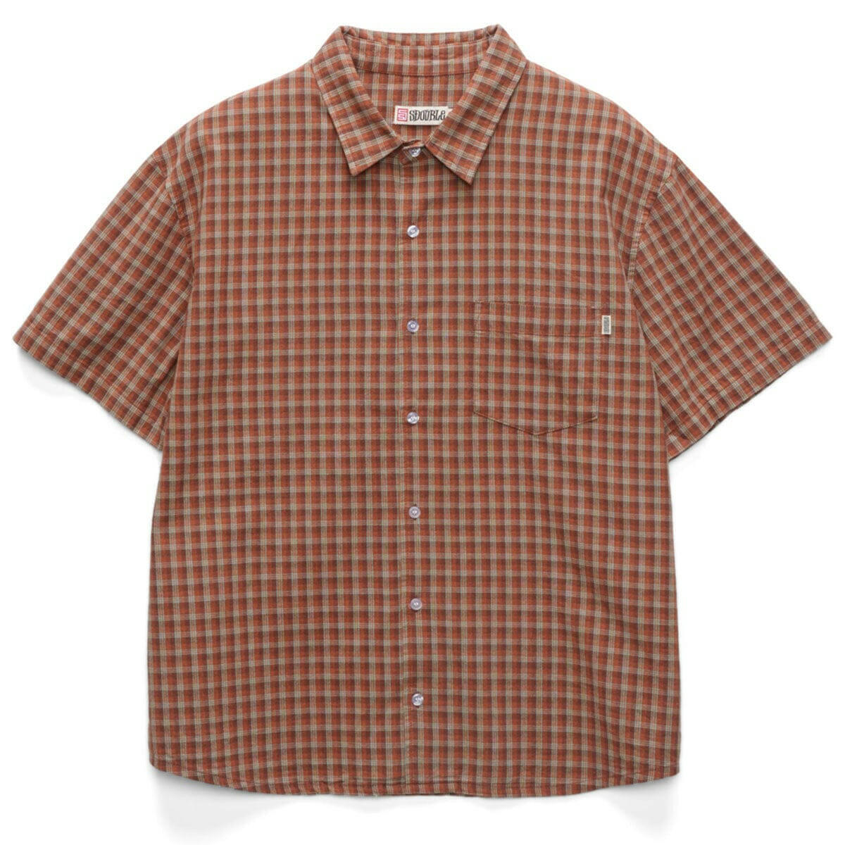 S/Double - Block Check Summer Shirt Rust.
