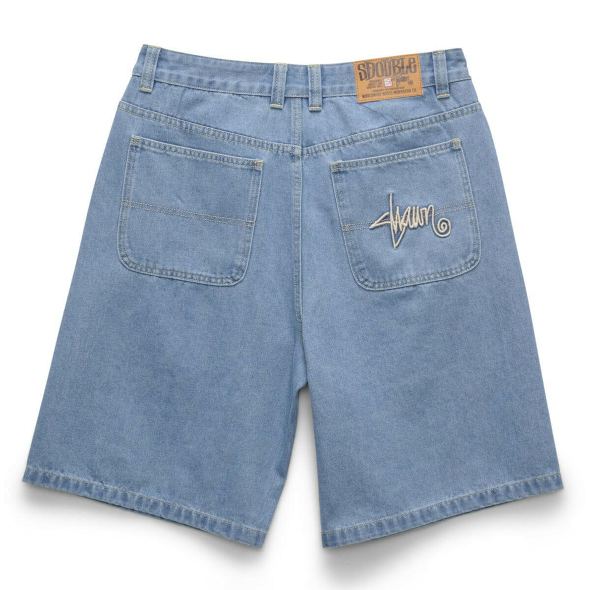 S/Double - Emb Denim Standard Shorts Mid Blue.