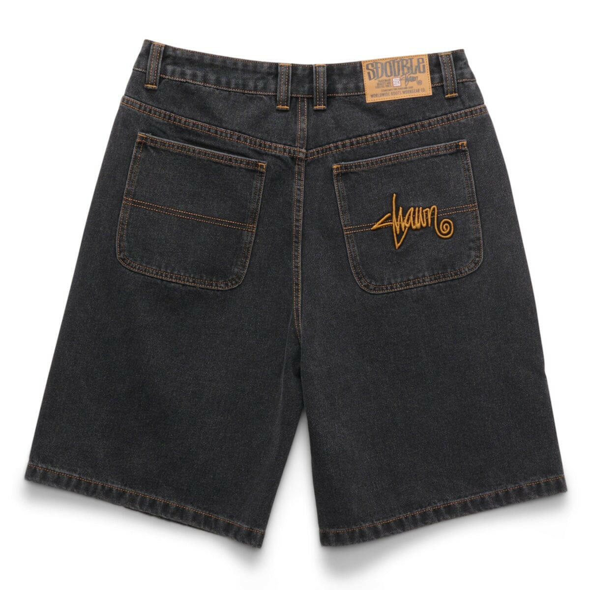 S/Double - Emb Denim Standard Shorts Washed Black.