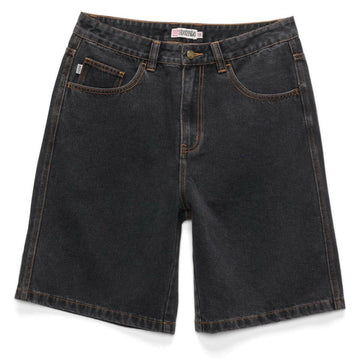 S/Double - Emb Denim Standard Shorts Washed Black.