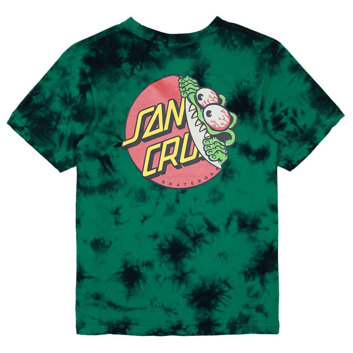 Santa Cruz - Beware Dot Youth Tee Green Tie Dye.