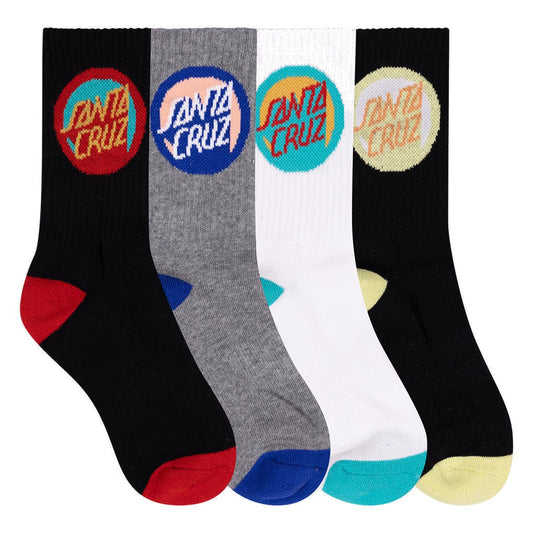 Santa Cruz - Bold Shadow Dot Youth Crew Socks 4 Pack Black/White/Grey - pack view