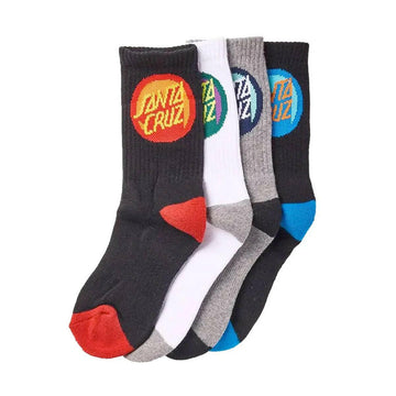 Santa Cruz - Bold Shadow Dot 4 Pack Youth Socks Black/White/Grey Marle.
