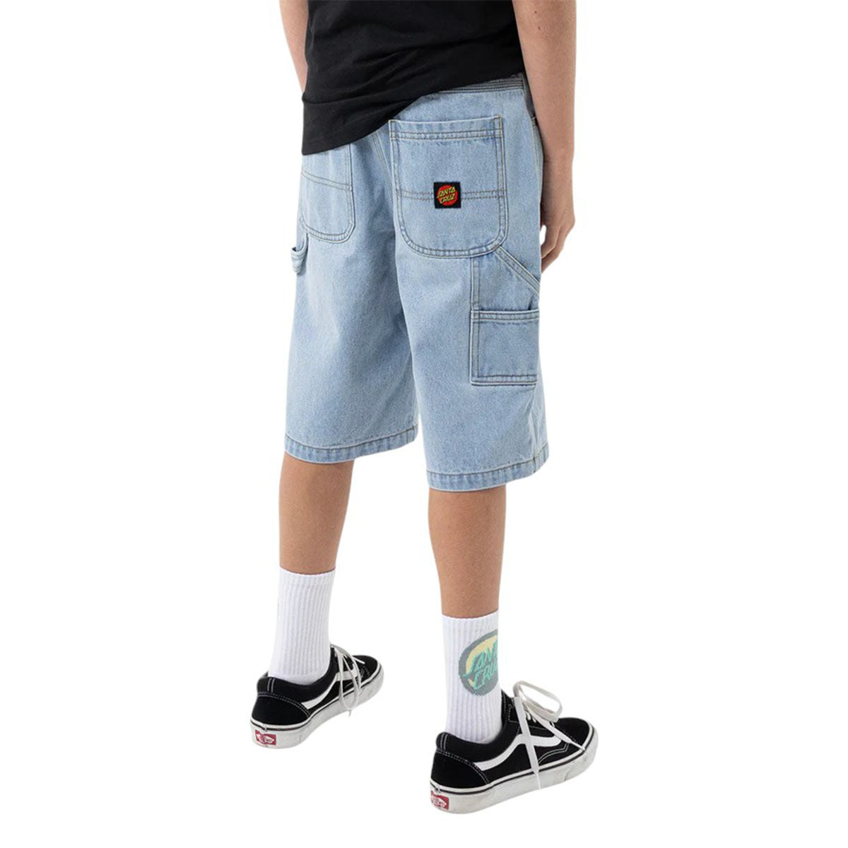 Santa Cruz - Classic Dot Youth Carpenter Shorts Light Washed Indigo.